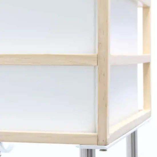 Lalia Home Metal Floor Lamp with Storage Shelves and Linen Shade White Shelves and Light Birch Wood {8}