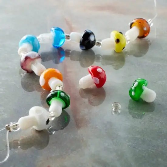 Multicolor Mushroom Lampwork Glass Bead Mix by Bead Landing&trade; {3}