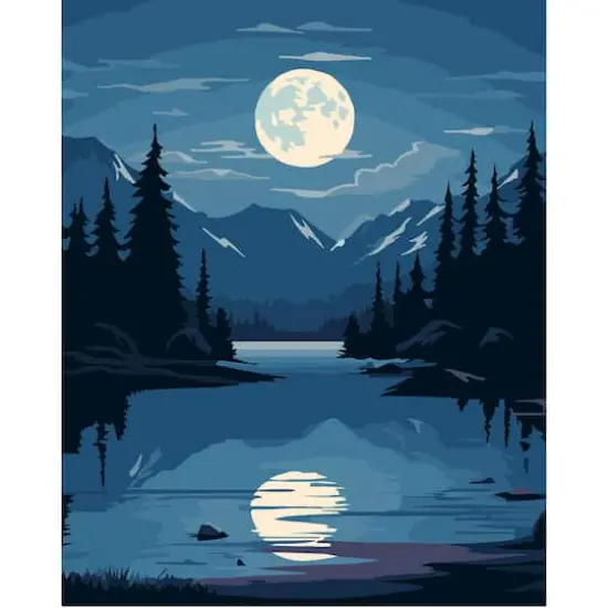8" x 10" Moonlit Lake Paint-by-Number Kit with Wood Display Hanger by Artist's Loft&reg; {1}