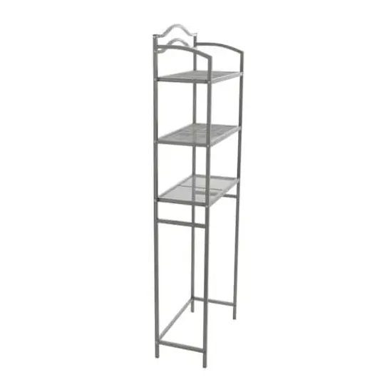 Household Essentials 3-Tier Metal Over the Toilet Shelf Silver {5}