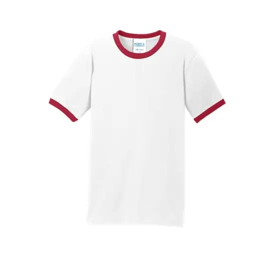 Port & Company&reg; Core Cotton Ringer Tee White/Red {1}