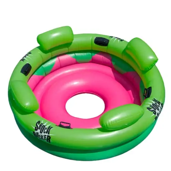 Swimline 75" Inflatable Green & Pink Shock Rocker Pool Float {1}