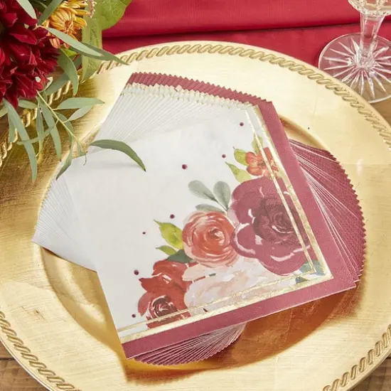 Kate Aspen® Burgundy Blush Floral 2 Ply Paper Napkins, 120ct. {8}