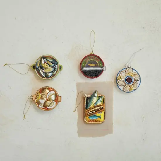 Hello Honey&reg; 4" Hand-Painted Glass Caviar Can Ornament with Glitter {3}