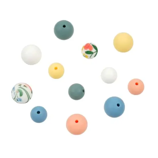 Flower Print Silicone Round Beads Mix by Bead Landing&trade; {1}