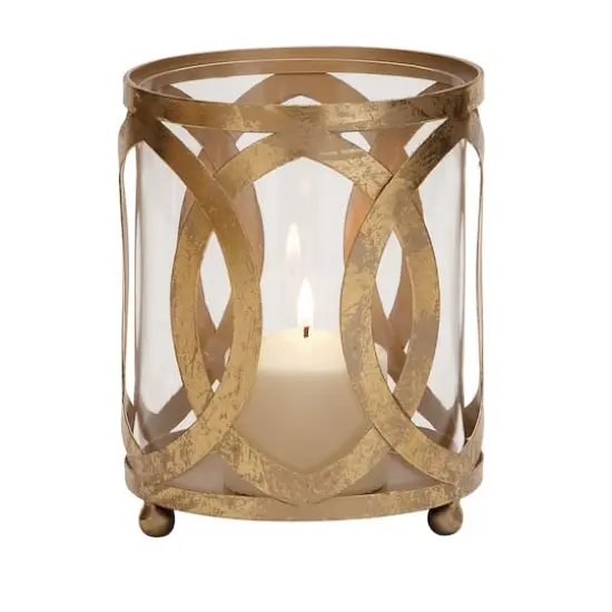 8" Gold Iron Glam Candle Holder {1}