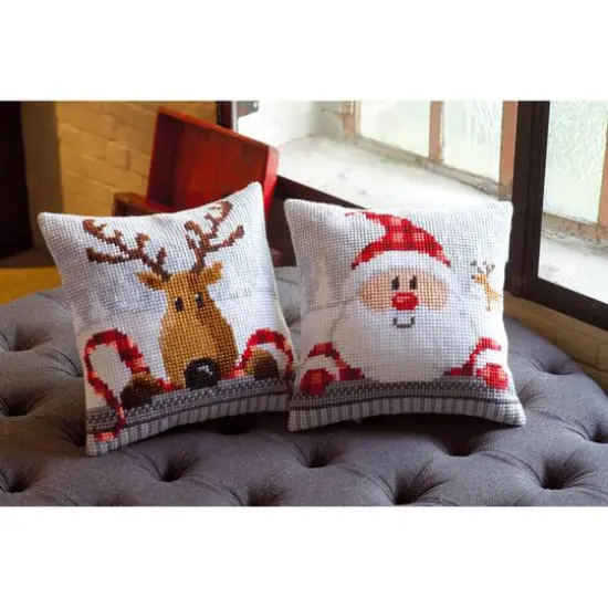 Vervaco Reindeer with a Red Scarf Needlepoint Cushion Top Kit {4}