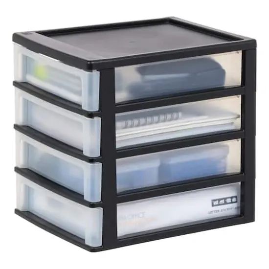 IRIS Black 4-Drawer Desktop Storage Unit {11}