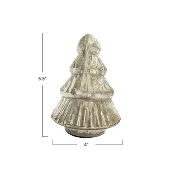Hello Honey&reg; 5.5" Silver Round Embossed Mercury Glass Tree {5}