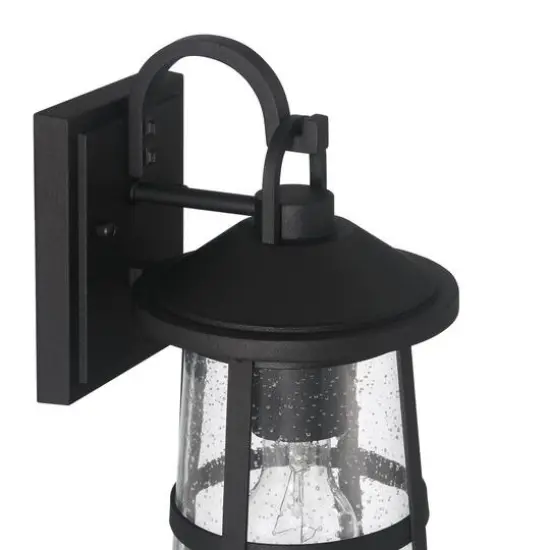 Hello Honey&reg; Nantucket Matte Black Coastal Metal & Glass Wall Mounted Outdoor Lantern Light {12}