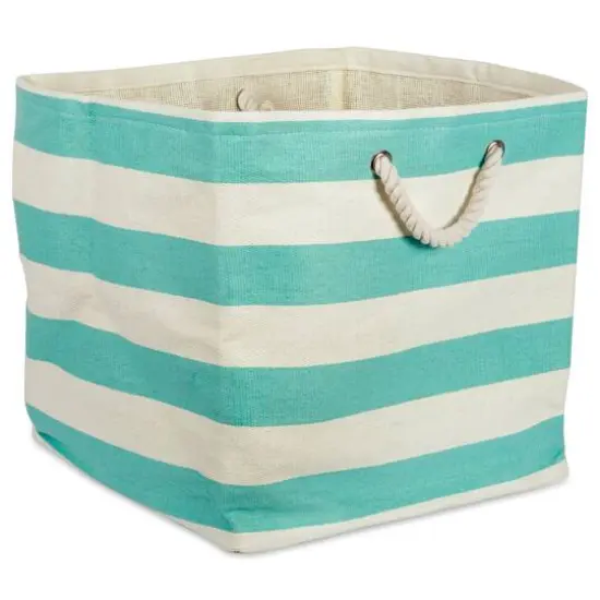 DII&reg; 16" Striped Woven Paper Storage Cube Aqua {1}