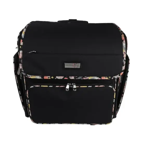 Everything Mary Black Floral Deluxe Collapsible Rolling Craft Bag {8}