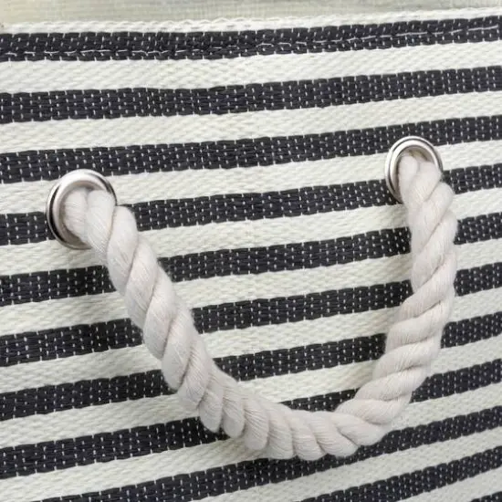 DII&reg; Large Pinstripe Rectangle Woven Paper Storage Bin Black {4}