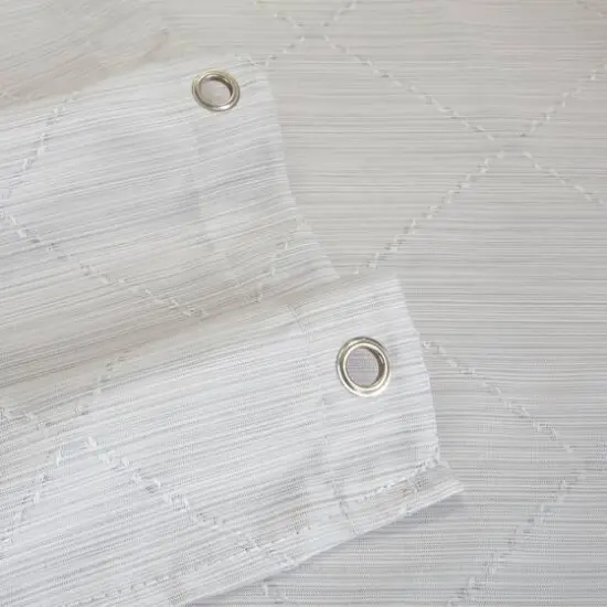 Elle D&eacute;cor Gray Jacquard Weave Diamond Design Shower Curtain {7}