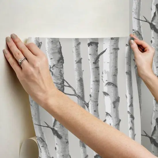 InHome Birch Forest Gray Peel & Stick Wallpaper {10}
