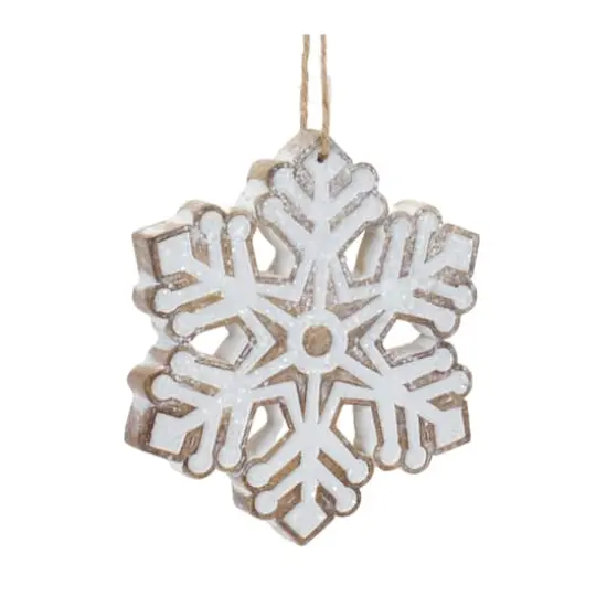 4.75" Glittered Snowflake Ornament Set {4}