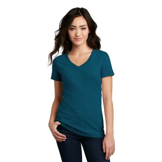 District&reg; Women's Perfect Blend&reg; V-Neck T-Shirt Deep Turquoise Fleck {4}