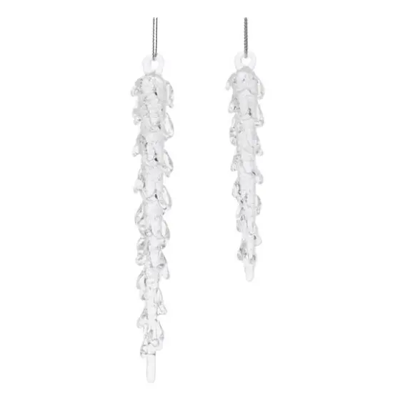 Dripping Glass Icicle Drop Ornaments Set {3}