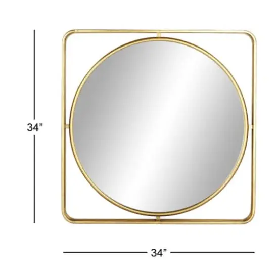 Gold Contemporary Metal Wall Mirror, 34" x 34" {7}