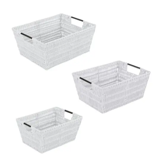Simplify 3-Piece Rattan Tote Basket Set White {1}