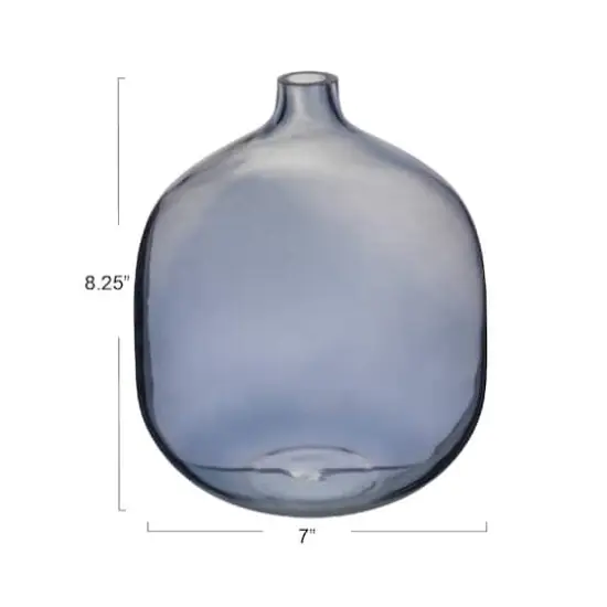 Hello Honey&reg; 8" Blue Modern Round Tinted Glass Vase {4}