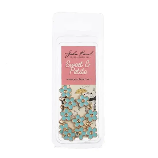 John Bead Sweet & Petite Small Flower Charms, 10ct. Blue {3}