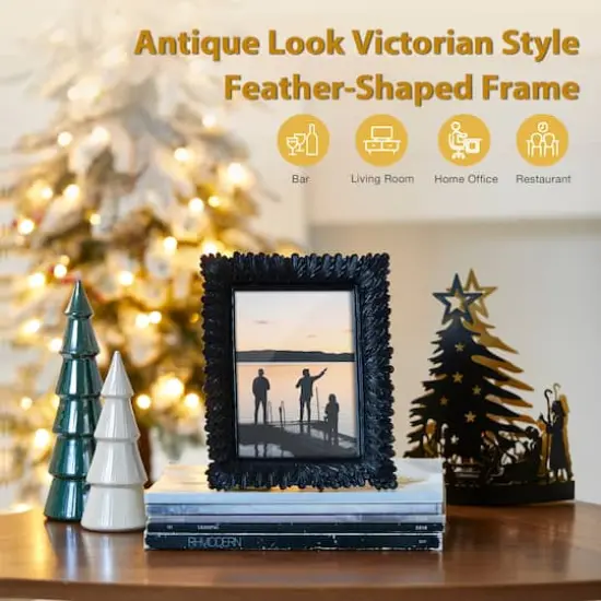 Glitzhome&reg; 5" x 7" Black Scoop abletop Picture Frame {6}