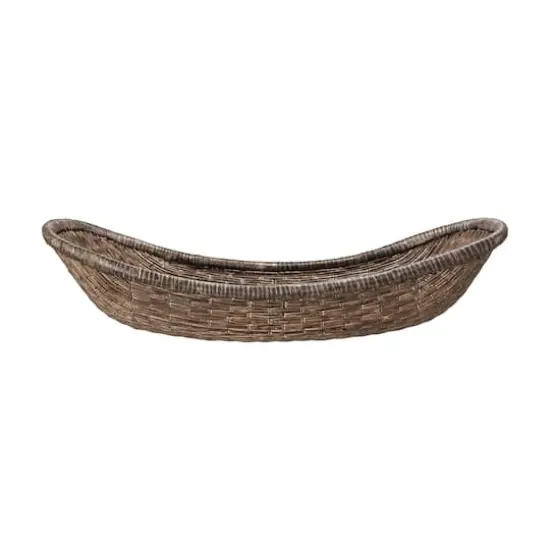 Hello Honey&reg; 34.25" Brown Antique Woven Wicker Tray Basket {6}