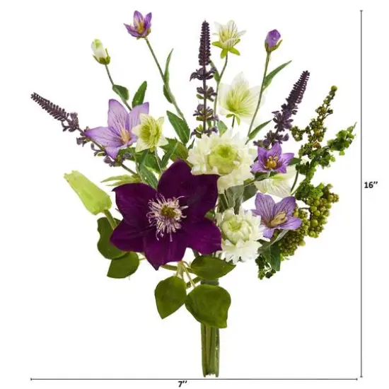 16" Mixed Artificial Flower Bouquet (Set of 4) {3}