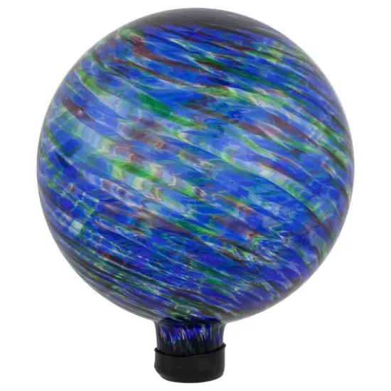 10" Blue & Green Swirl Pattern Outdoor Garden Gazing Ball {4}