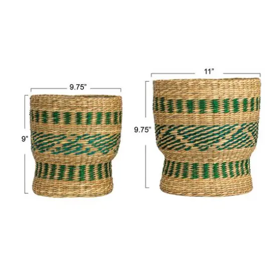 Hello Honey&reg; Green & Natural Verdant Seagrass Basket Set  {11}