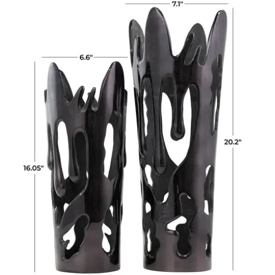 Black Contemporary Aluminum Drip Vase Set {9}
