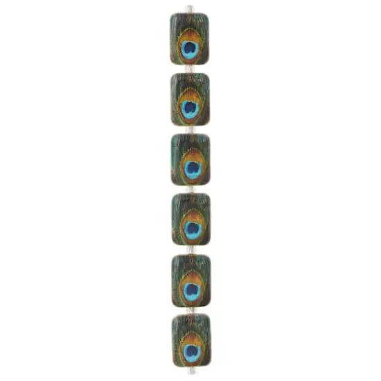 Reconstituted Stone Peacock Feather Rectangle Beads, 20mm by Bead Landing&trade; {4}