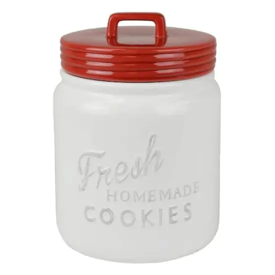 DII&reg; 9" Red & White Ceramic Cookie Jar {1}