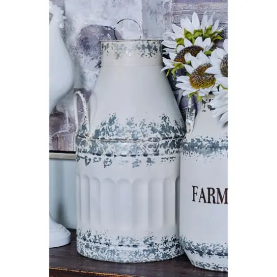 Distressed White Metal Farmhouse Decorative Jar, 2ct. {9}