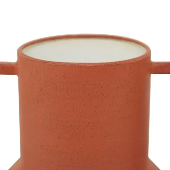 Orange Metal Vase with Handles Set of 2 11", 10" {5}