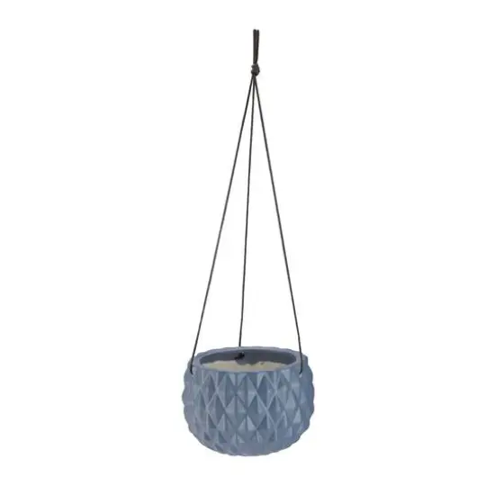 5.5" Slate Gray Faceted Hanging Ceramic Planter {1}
