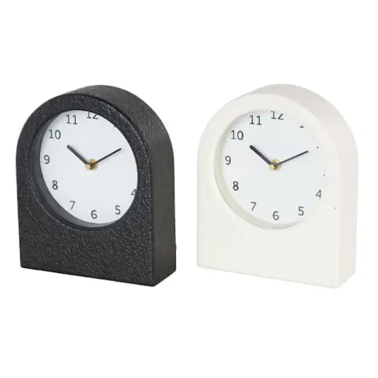 8.75" Textured Decorative Clock with Gold Accents Set {6}