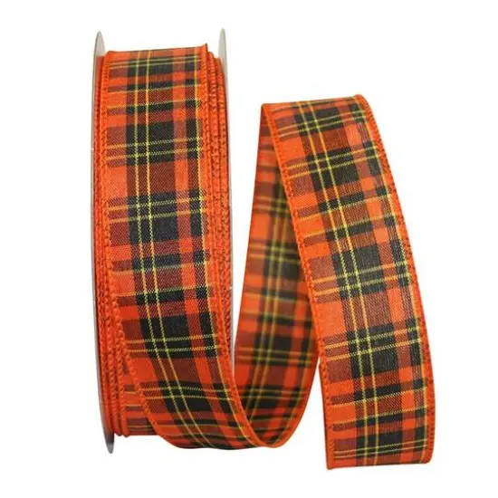 JAM Paper 1.5" x 50yd. Festive Plaid Value Wired Ribbon {1}