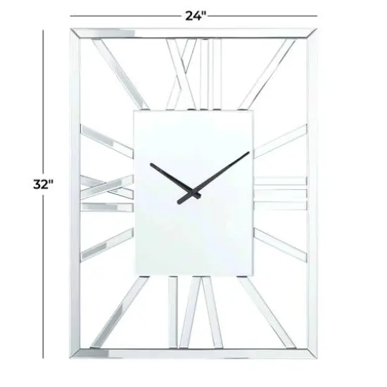 Silver MDF Glam Wall Clock, 32" x 2" x 24" {7}
