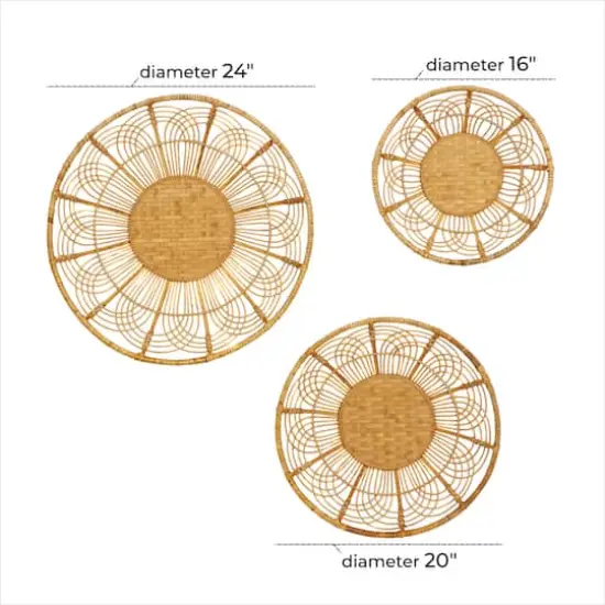 Set of 3 Brown Metal Boho Style Wall Decor 24", 20", 16" {7}
