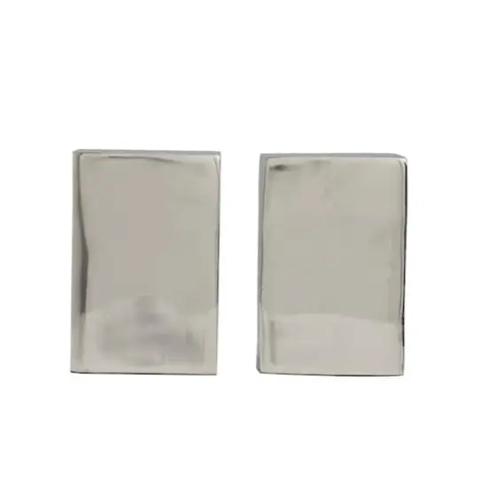 6" Wave Aluminum Bookends Set Silver {5}