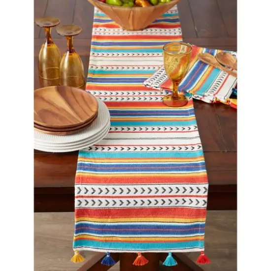 Picante Stripe Tassel Table Runner 13" x 72" {6}