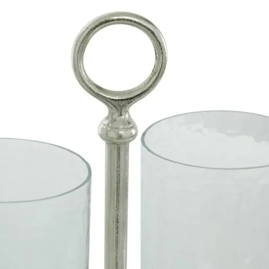 14" Silver Aluminum Traditional Candle Holder Lantern {5}