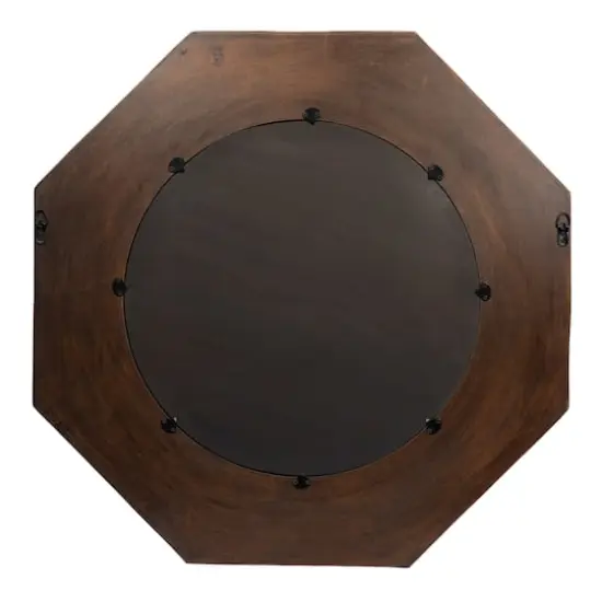 Hello Honey® Walnut Hexagonal Carved Wood Framed Wall Mirror {4}
