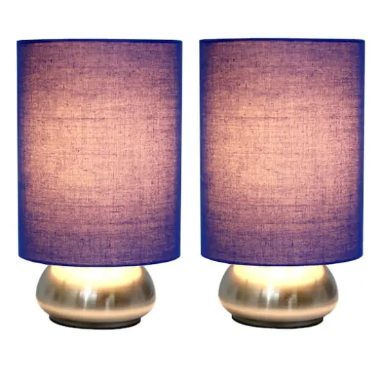 Simple Designs&trade; 2-Pack Mini Touch Lamps with Shades Brushed Nickel Base and Blue Shades {3}