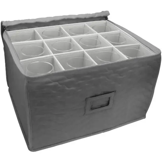 15" Sorbus Deluxe Stemware Storage Chest Gray {1}