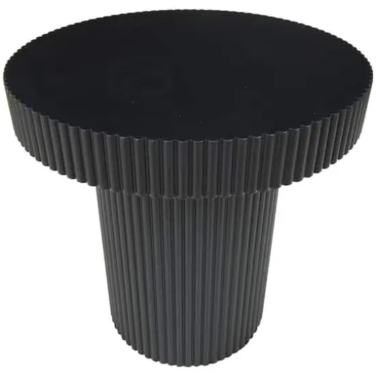 Black Dimensional Ribbed Accent Table {4}
