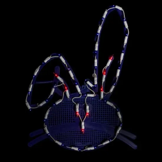 17" Lighted Blue Easter Bunny Head Window Silhouette {3}