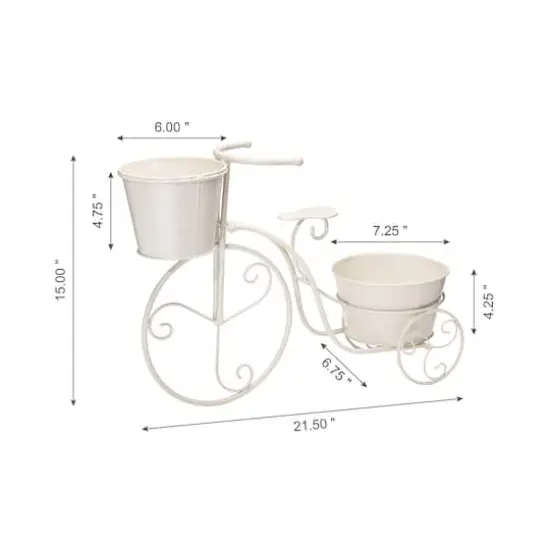 Glitzhome&reg; 21.5'' White Metal Bicycle Plant Stand {9}